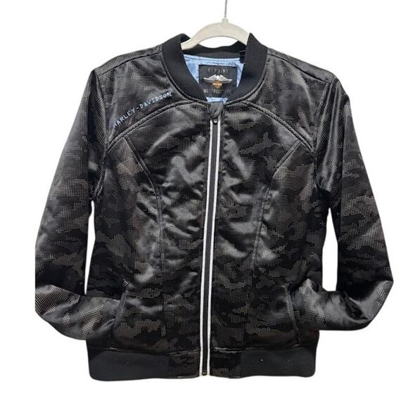 Harley Davidson Motorcycle Biker Pixel Camo Reflective Jacket Women’s Large - Picture 1 of 8